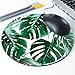 Tropical Leaf Mousepad - Mat - Beautiful Design - Leaves Green with White Background - Round Mouse pad