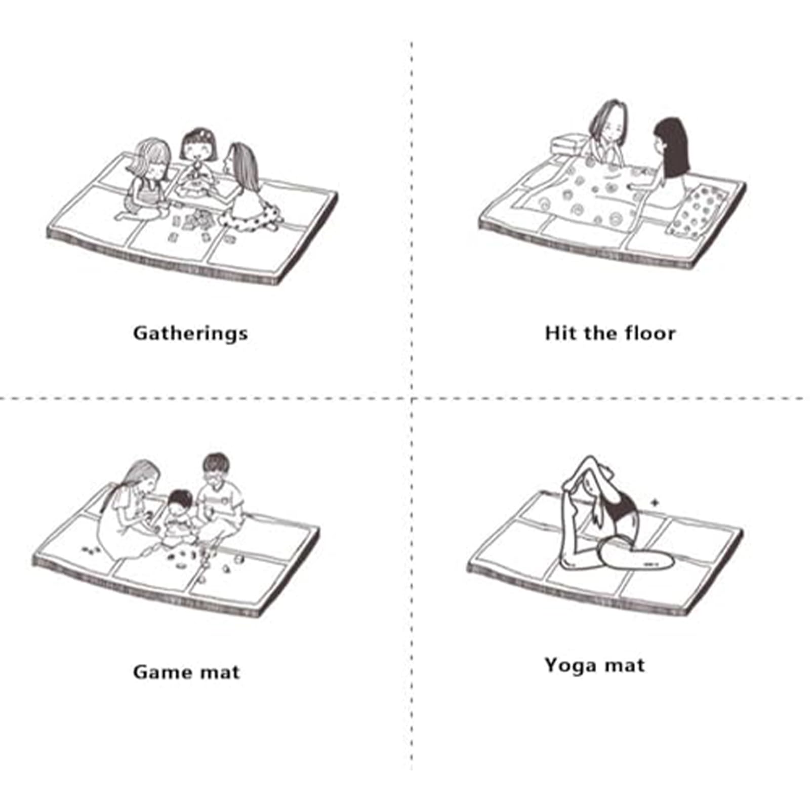 Tatami Traditionnel Japonais, Tapis De Sol en Rotin, Antidérapant et Respirant, Tatami Carré Pliable pour Salon et Espace De Jeu (Bébés),F,8pcs