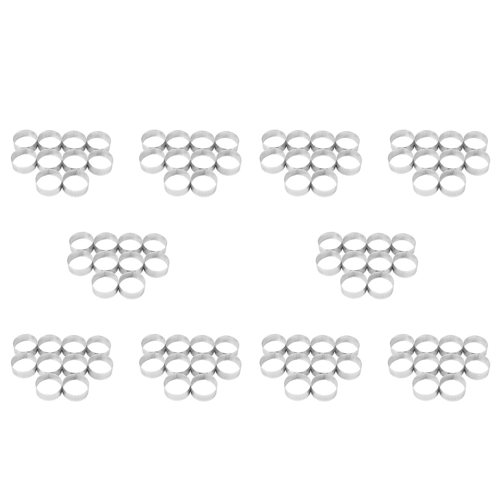 Hndhbfgrt 100 Pack 5cm Stainless Steel Tart Ring, Heat- Perforated Cake Mousse Ring, Round Ring Baking Tools