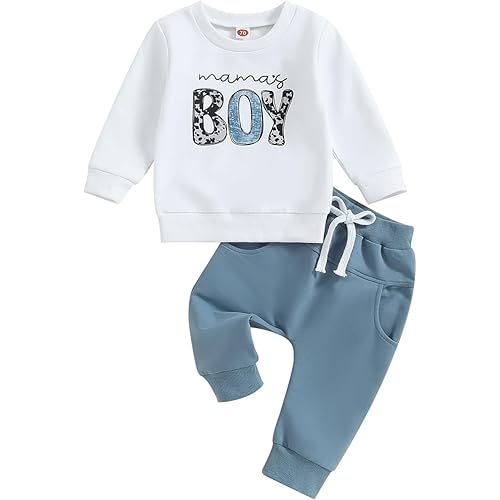 Baby Toddler Boys Fall Winter Outfits Little Dude Letter Printed Long Sleeve Sweatshirts Pants 2Pcs Clothes Set