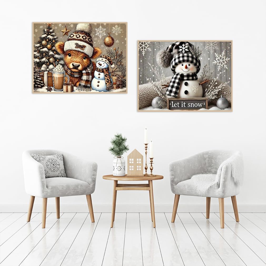 2 pack Christmas Paint by Numbers Kit for Adults Beginner with Framed,Snowman Easy Adult Paint by Number Kits on Canvas DIY Painting for Beginners Art by Numbers for Home Wall Decor 10x12 Inch image 3