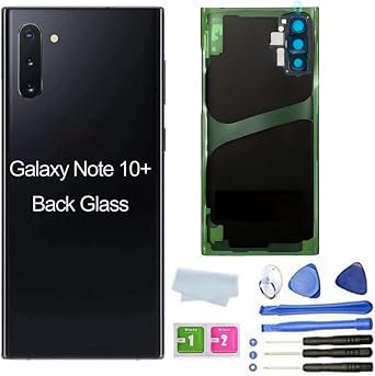 Galaxy Note 10 Plus Back Cover Glass Housing Door Replacement with Camera Lens Parts for Samsung Galaxy Note10+ 5G + Tools Aura Black