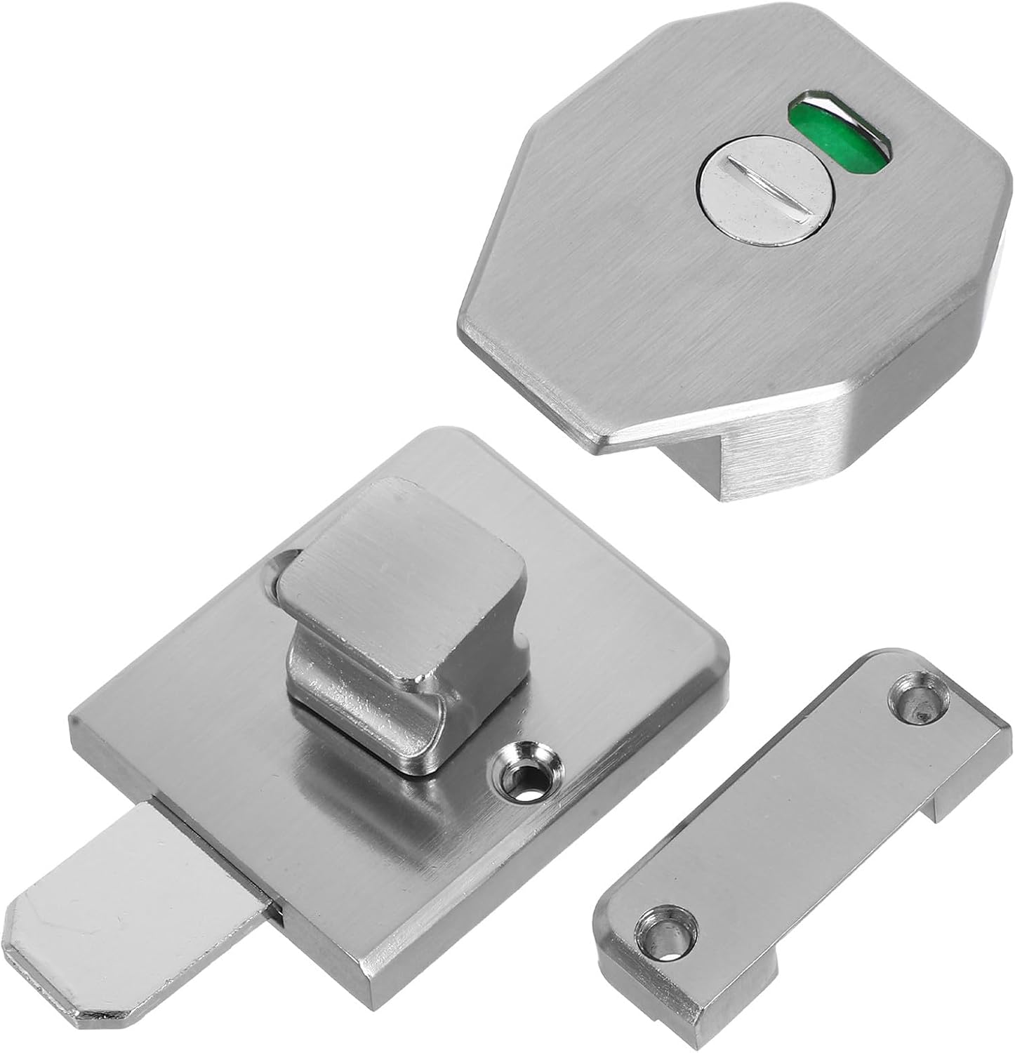 Stainless Steel Toilet Stall Door Latch with Occupied Vacant Indicator, Heavy-Duty Bolt Lock for Public Restroom Privacy Partition, Commercial Bathroom Door Hardware