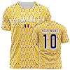 Purple Print House Romania Retro Football Shirt for Men 3D Printed Inspired Pattern Custom Name and Number Text Tshirt, 3XL, Yellow #1