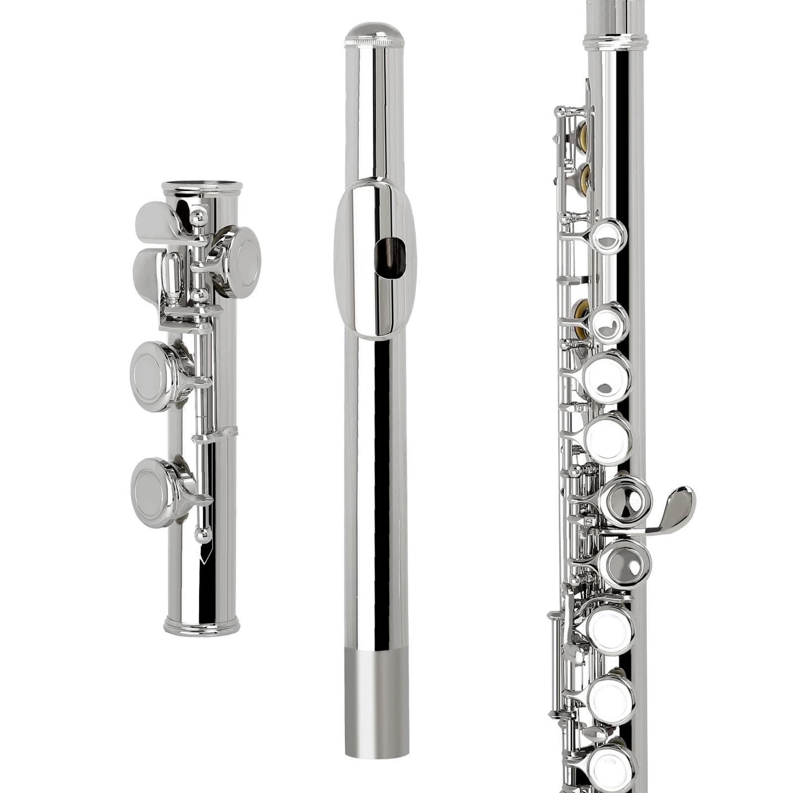 Querflöte Anfänger 16 Geschlossene Offene Löcher C-Taste Professionelles Querflöten-Konzertmusikinstrument Mit Box-Tuch-Stick-Handschuhen