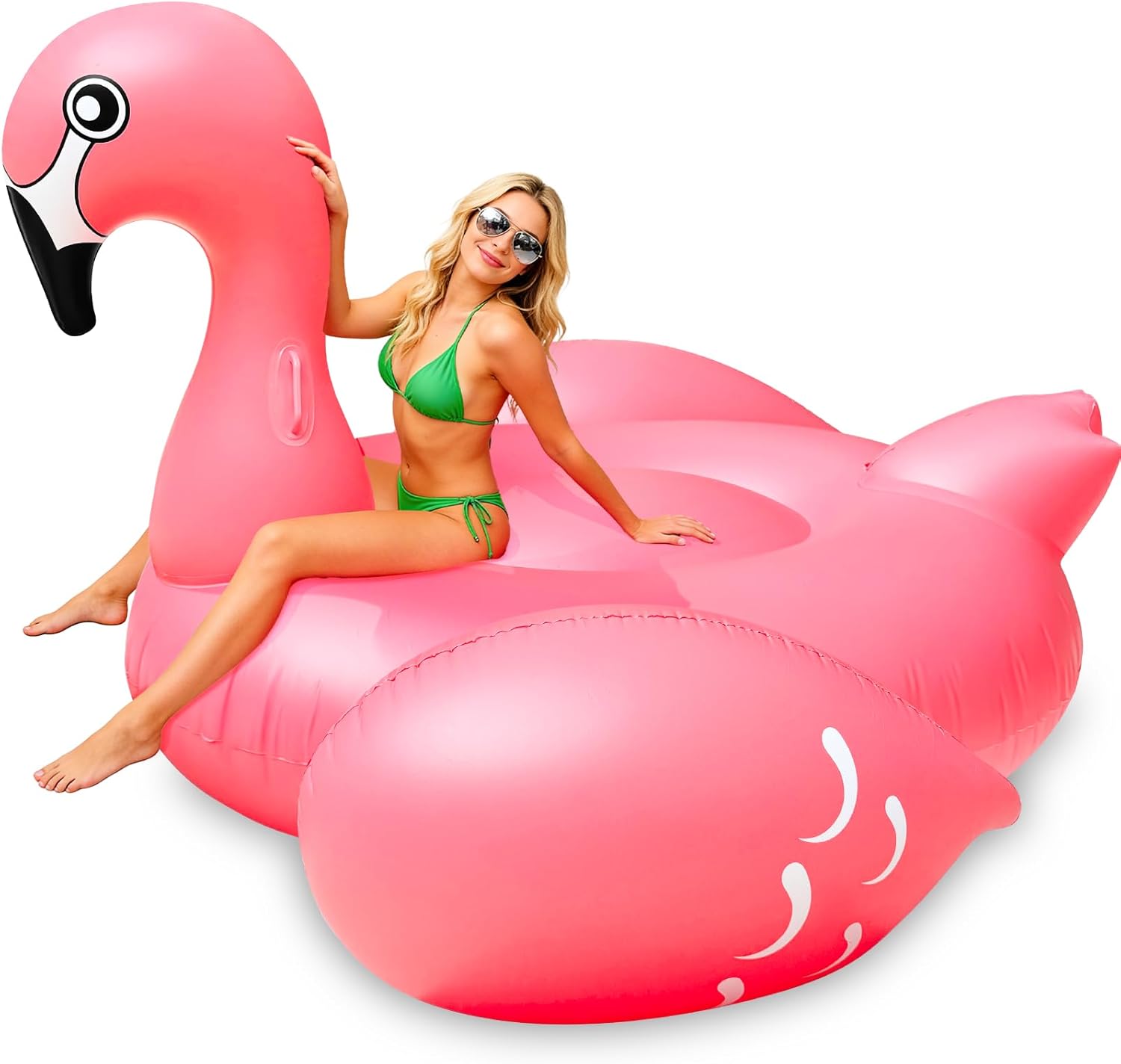 TURNMEON 102" Giant Flamingo Pool Float Inflatable Summer Beach Float Swimming Pool Party Toys Ride-on Lounge Raft Water Pool Floatie for 2-4 Multi Players Adults Lake Floats, Flamingo