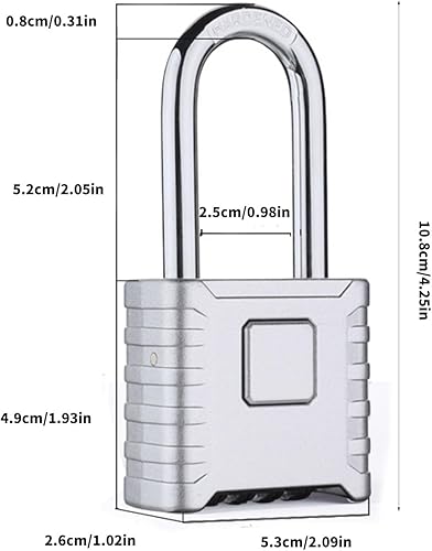 Miniatura 3 de Outdoor Long Shackles Combination Padlock with Password Heavy Duty for Secure Use in Gym Lockers & Fence