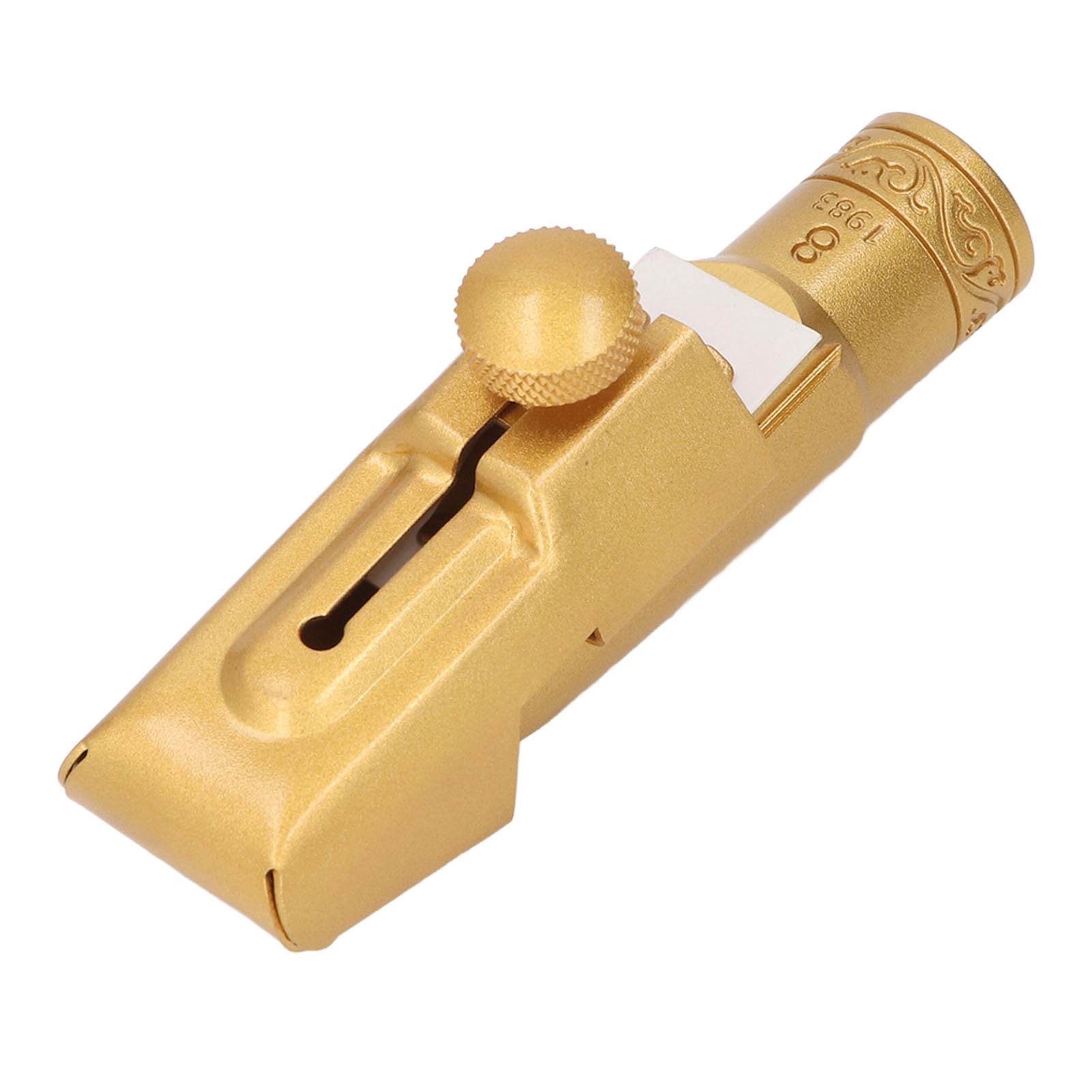 Boquilla de Saxofón Soprano con Ligadura de Tapa Latón Metal B Flat 8C Reemplazo Cubierta Deslizante Chapada en Oro Esmerilado Saxofón Alto con Ligaduras, Boquillas Eb para