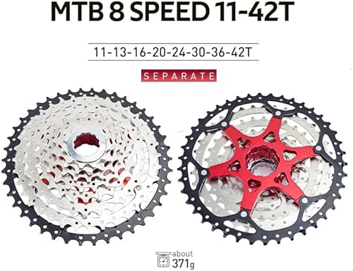 Miniatura 6 de Bibike 8 Speed MTB Groupset 8 Speed Chain 11-42t Cassette 1x8 Cambio y desviador trasero