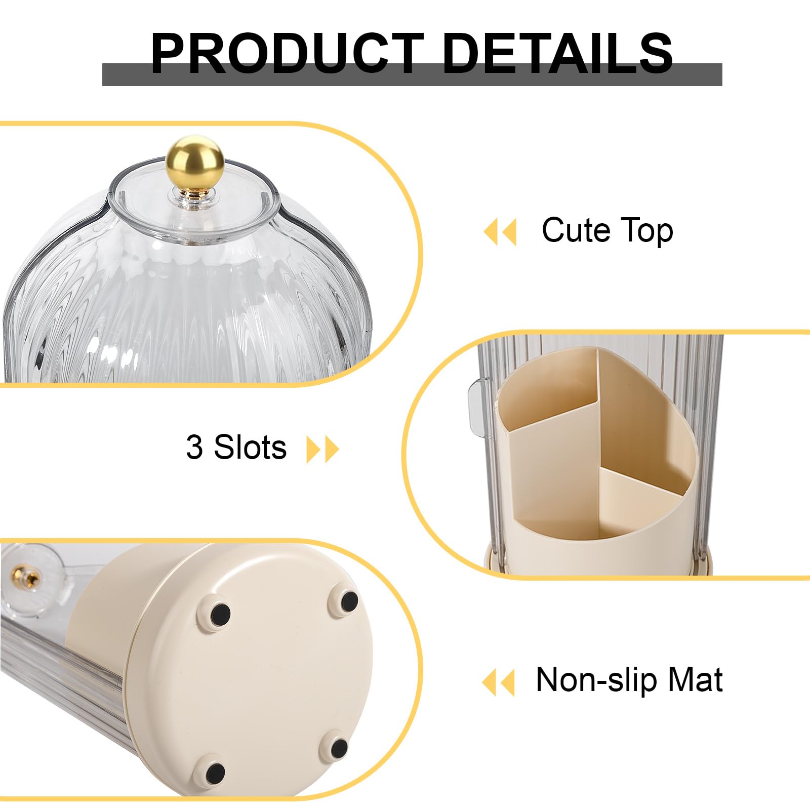 Drehbarer Zahnbürstenhalter mit Abdeckung, staubdichter Zahnbürstenhalter mit Schiebedeckel, elektrische Zahnbürste und Zahnpasta-Organizer für Badezimmer, Make-up-Pinselhalter für Schminktisch, Beige