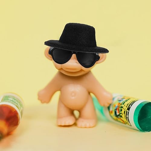 Miniatura 4 de TOYANDONA Juego de gafas de muñeca, 20 sombreros de muñeca en miniatura, 20 unidades, lentes de sol negros, accesorios de disfraz para manualidades,