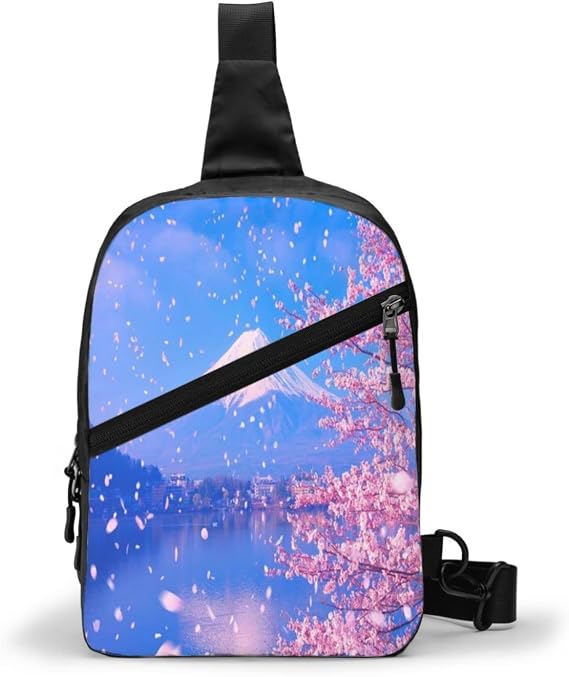 Amazon 人気 ボディバッグ ショルダーバッグ メンズ ワンショルダー バッグ 斜めがけ 軽量 防水 桜の花びら イラスト 富士山 2 大容量 高機能 耐衝撃 防犯 アウトドア ポーチ 旅行 通学 自転車 登山 小物収納 チェストバッグ Ha 007 並行輸入品 Yuejh