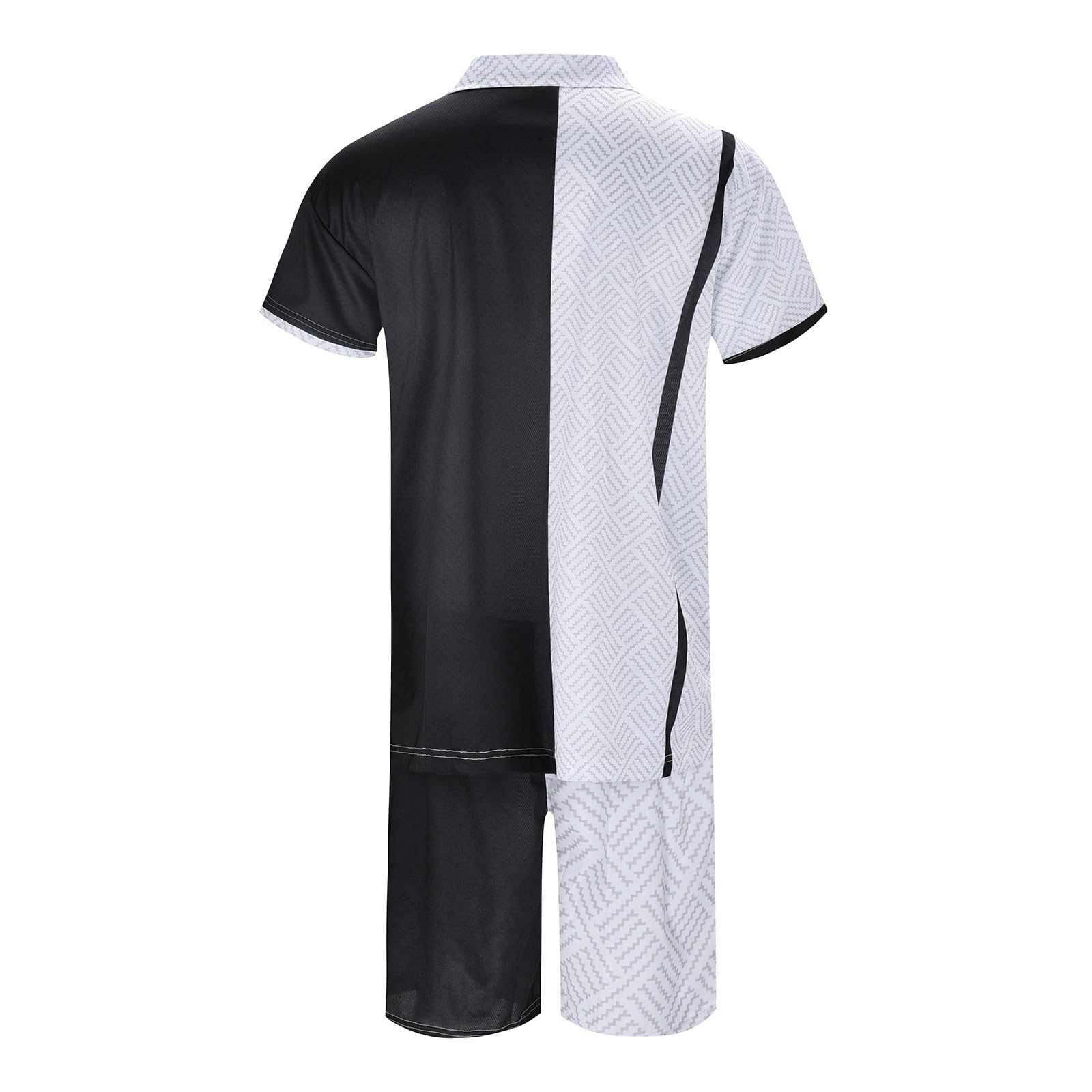 Herren Sportanzug Gedruckte Sommer Trainingsanzug Gestreift Laufen und Herrenshorts Atmungsaktives Fitnessanzug mit Reißverschluss lässigem Polohemd Set Funktionsanzug für Party Strand