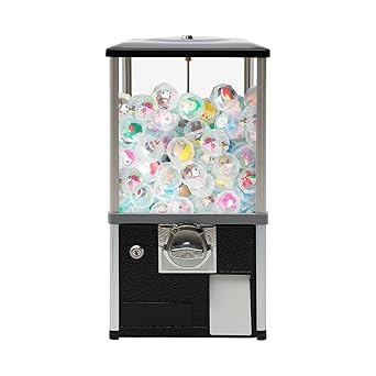 Mini Vending Machine Modern Mini Gumball Machine with Keys, 15 LBS Load Capacity 25 Cents Coin Candy Vending Machine for 1.77-1.97 inch Ball, Black, 11.42"L x 10.24"W x 20.87"H