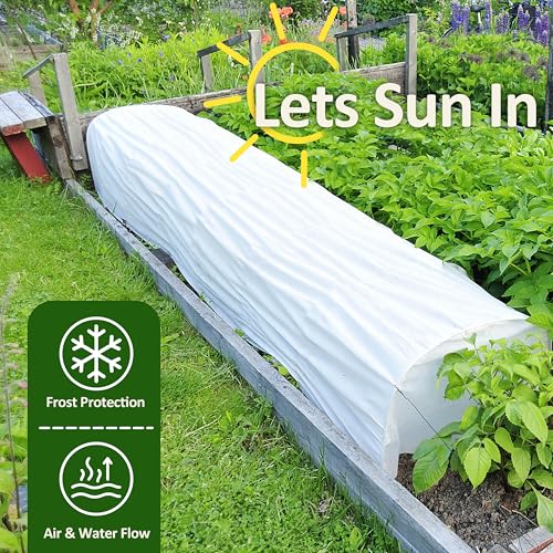 Image of Gardzen 1.5 oz Plant Covers Freeze Protection, Reusable 10ft x 50ft Floating Row Covers, Thicker Frost Blankets for Outdoor Plants, Pests Protection, White