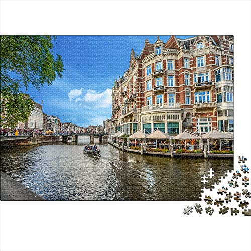 Puzzles für Erwachsene 1000 Teile Amsterdam - Landschaft|A189 Familien-Kartonpuzzles Brain Challenge-Puzzle für Kinder Kinder Erwachsene 38x26cm