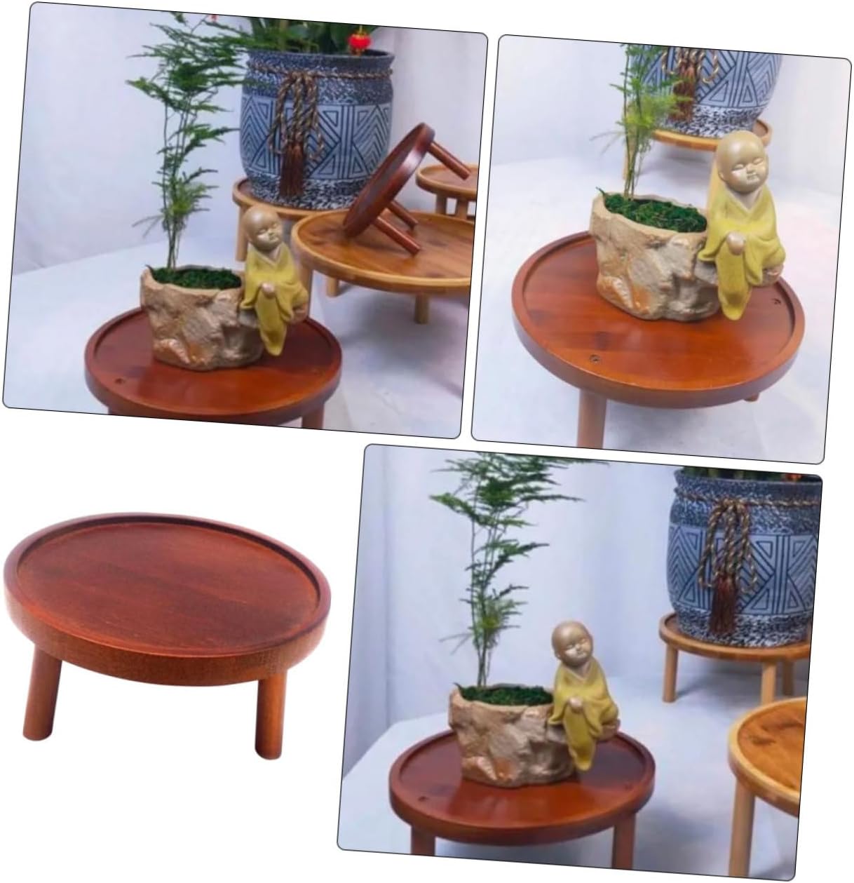 Wooden Plant Stand for Indoor Plants Natural Wood Flower Pot Holder Rustic Multi-purpose Riser for Home Decoration and Trailing Greenery Brown Height