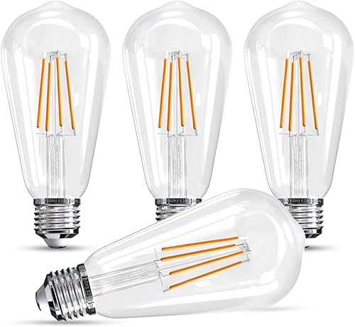 Miniatura 24 de Jensense Edison - Bombillas LED E26, equivalente a 60 vatios, bombillas regulables, 5000 K, luz diurna, blanco frío, vintage, 7 W, bombillas Edison