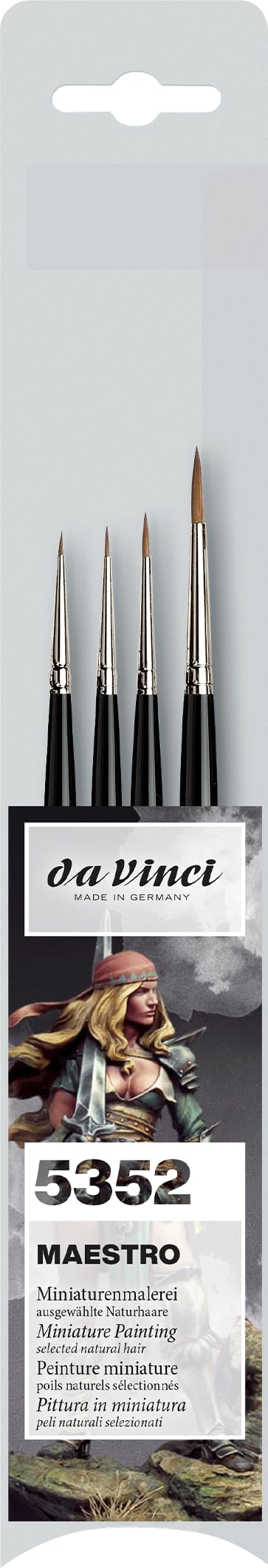 da Vinci, Maestro, Miniaturen-Set, Aquarellmalerei, Tobolsky-Kolinsky Rotmarderhaare, Künstlerpinsel, Gouache, flüssige Acrylfarben, Made in Germany, Rund, Größe 0, Grün