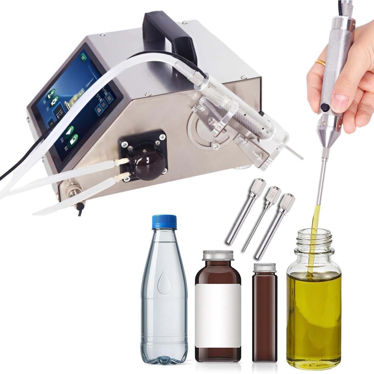 DPLWJPP Automatic Small Bottle Liquid Filling Machine Peristaltic Pump Bottle Filler Small Viscous Liquid Quantitative Filling Machine for Essential Oil,Perfume,Eye Drops HD1360
