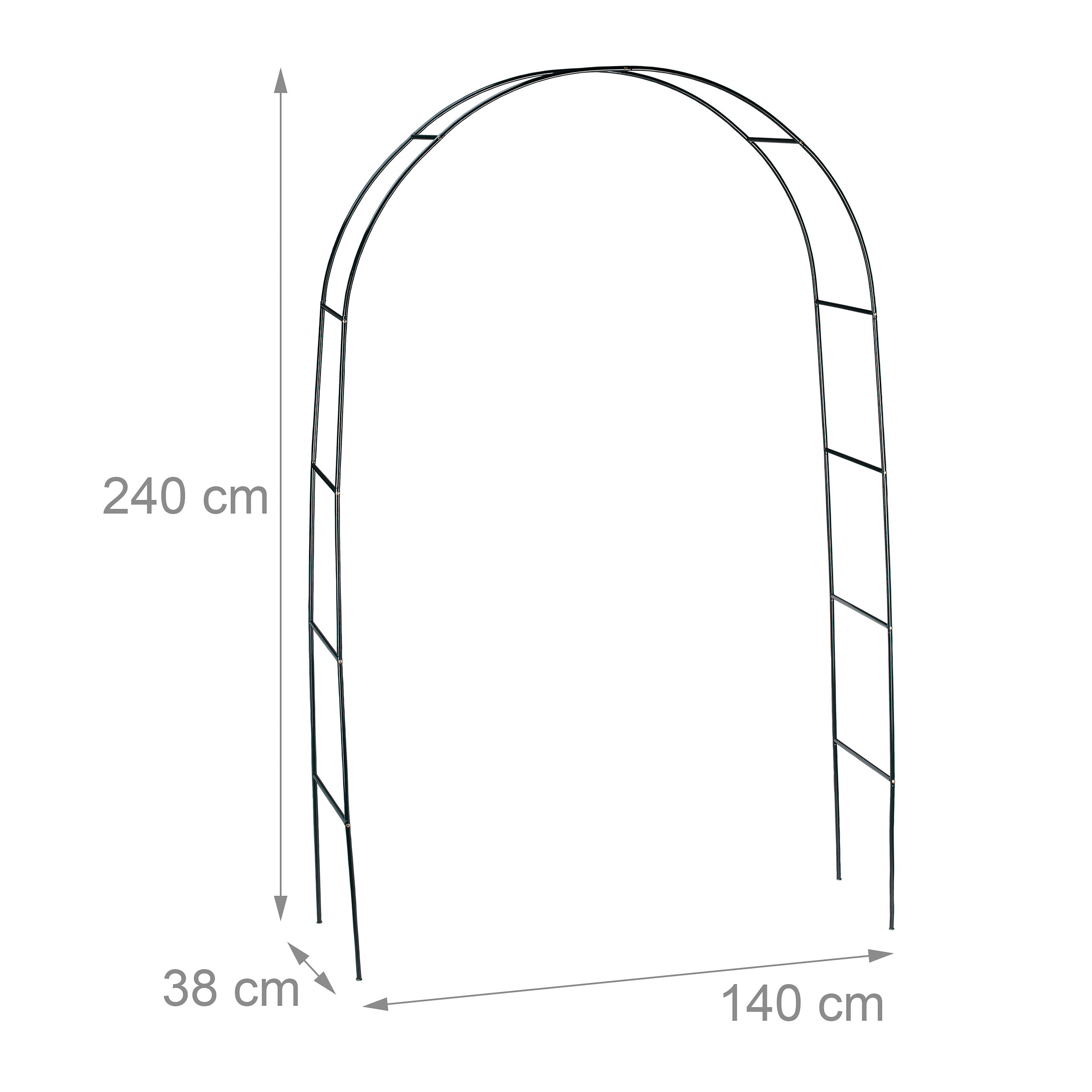 Relaxdays Arco per Rose, Rampicanti, Decorazione da Giardino, Sostegno per Piante, Supporto in Metallo, 240 cm, Verde