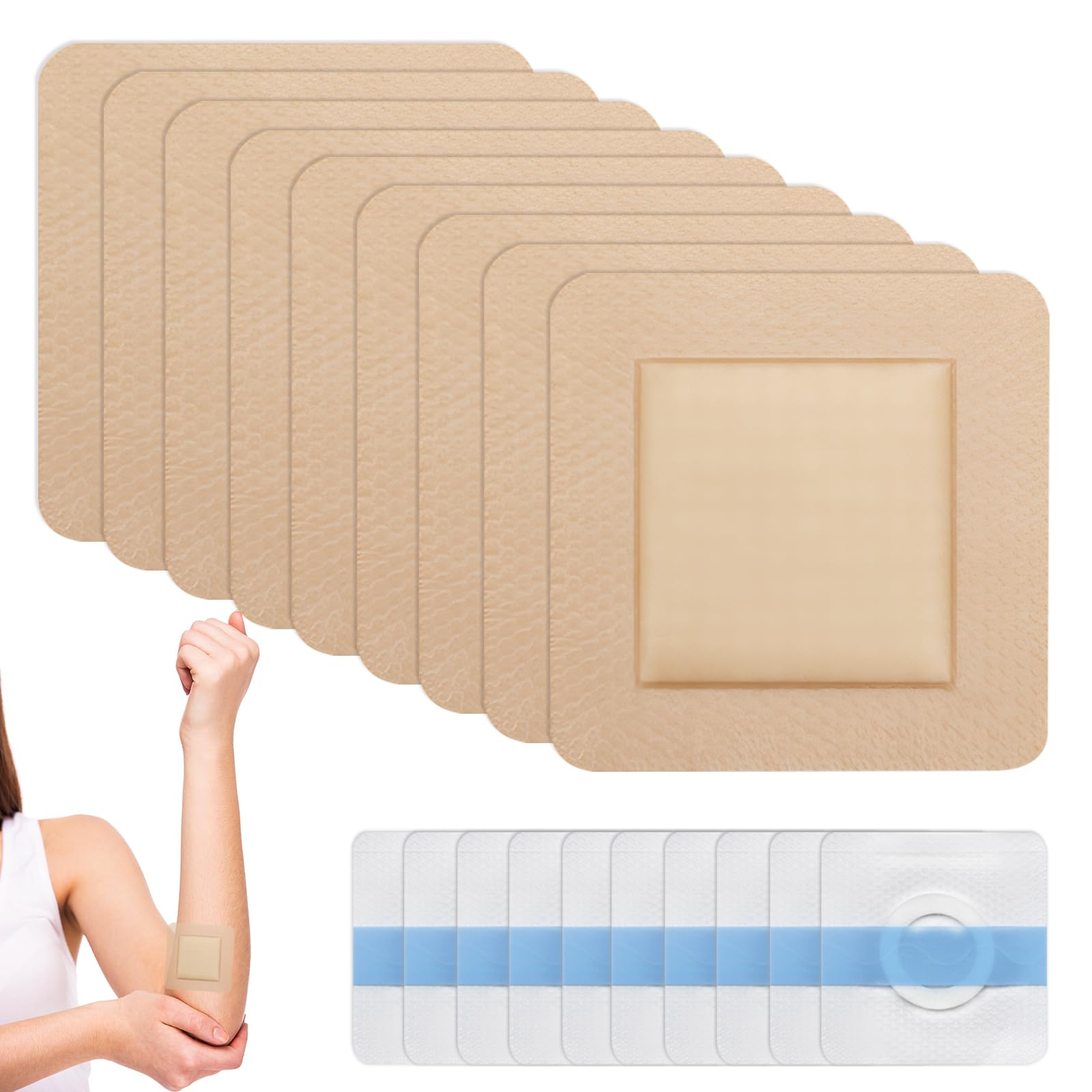 20 Unidades Apositos Adhesivos Impermeables Grandes Tiritas Resistentes Al Agua Apósitos Resistentes Al Agua Tiritas Grandes Apósitos Para Heridas Vendaje Cinta Adhesiva Herida 7.5 X 7,5 Cm 7 X 7 Cm