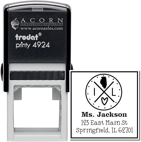 Miniatura 334 de Texas State Love - Sello de dirección cuadrado, uso con almohadilla de sellos, sello de correo de Texas, tamaño 1-5/8 pulgadas Manija