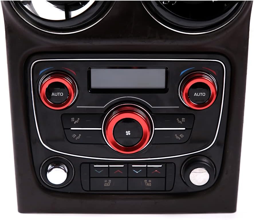 PIUGILH Aluminum Alloy Interior Rear Air Conditioner Switch Knob Ring Cover Trim for Jaguar XJ 2010-2019,AC Control Knob Cover Trim Accessories