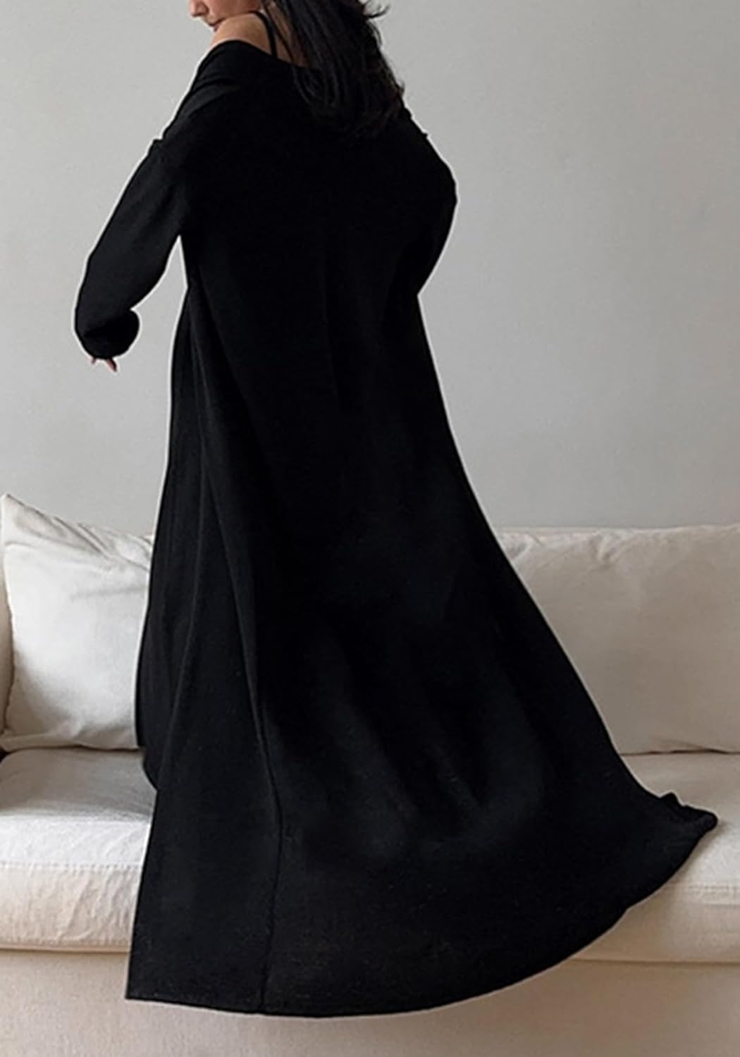 LETSVDO Women's 2 Piece Sweater Set Knit Bodycon Maxi Dress Open Front Duster Long Cardigan Sets Cozy Lounge Outfits - Image 7