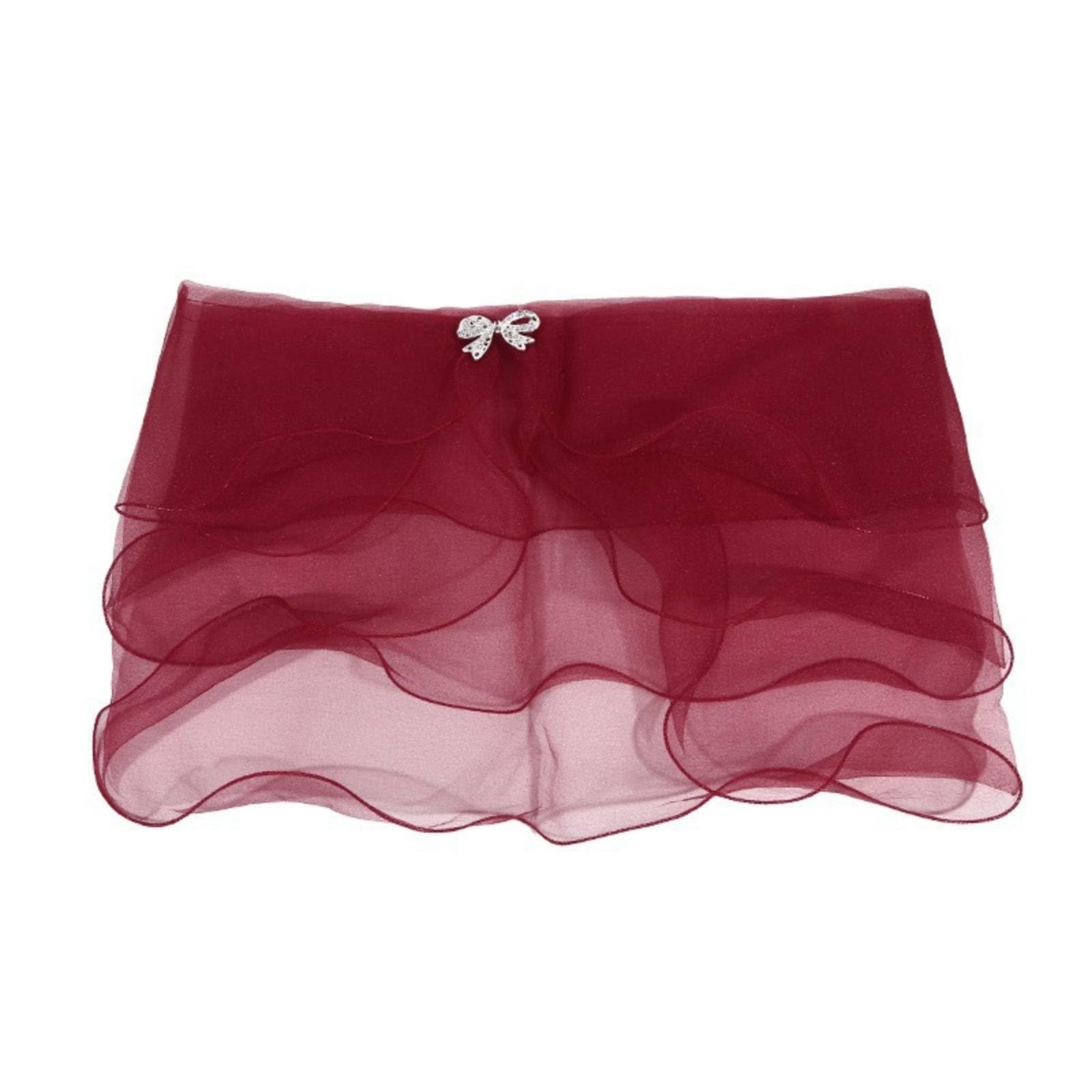 3 Tier Bridal Shawl Lightweight Wedding Dress Cover Up Ruffle Border Evening Wrap Elegant Diaphanous Gauze-Like Material Stole, Wine Red|Wraps & Jackets-image-19