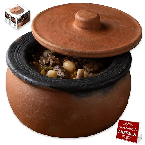 Hakan Efes Clay Cooking Pots with Lids Small 1.9 Quarts