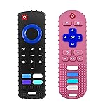 ERSIHUA 2-Pack Silicone Baby Teething Toys, Fire TV Remote Teethers for 6-12-18 Months Infant, Fire Remote Shape Toddlers Silicone Teethers for Boys and Girls Sensory Toy