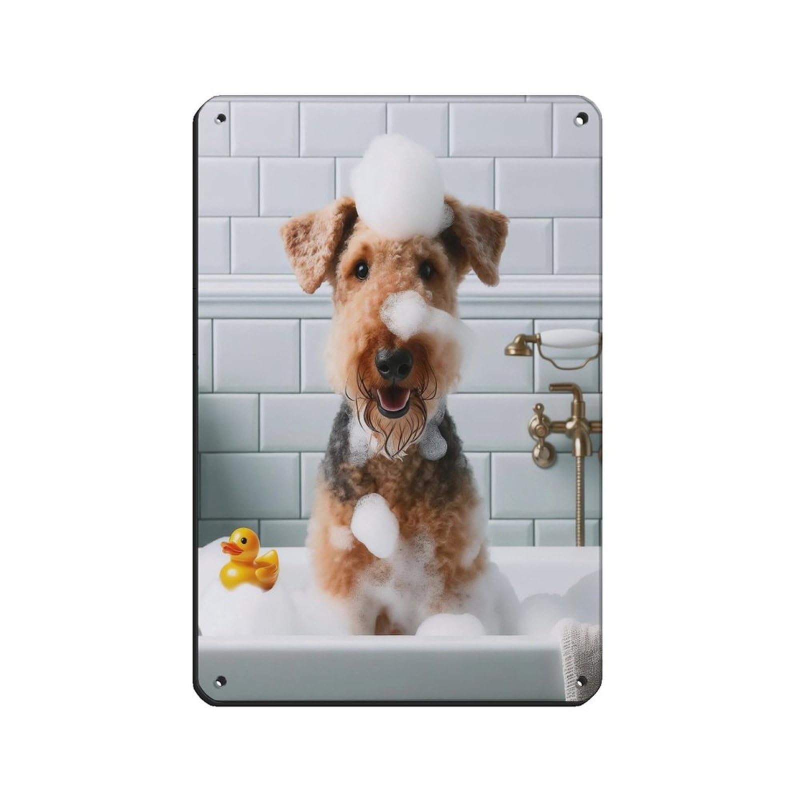 Airedale Terrier,Funny Bathroom Decor Retro Poster Metal Tin Sign Chic Art Retro Iron Painting Bar People Cave Cafe Family Garage Poster Wall Decoration 8x12inch(20x30cm)