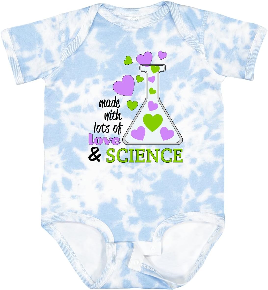 inktastic Made with Lots Of Love and Science Heart Bubbles in a Baby Bodysuit