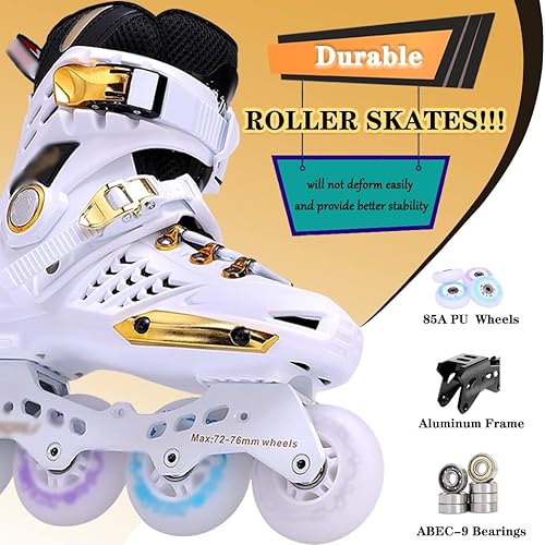 Miniatura 4 de Patines en línea Patines en línea de cuero suave, patines de cuatro ruedas, patines en línea para exteriores, patines de carreras brillantes para