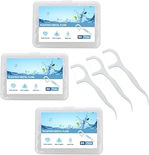 YILEAITECH 150 Count Dental Floss Picks, Unflavored Floss Sticks for Adults Cleaning Teeth, Portable Travel Size Floss Picks is Perfect for Dinners, Dating, Hotels (3 Pack)