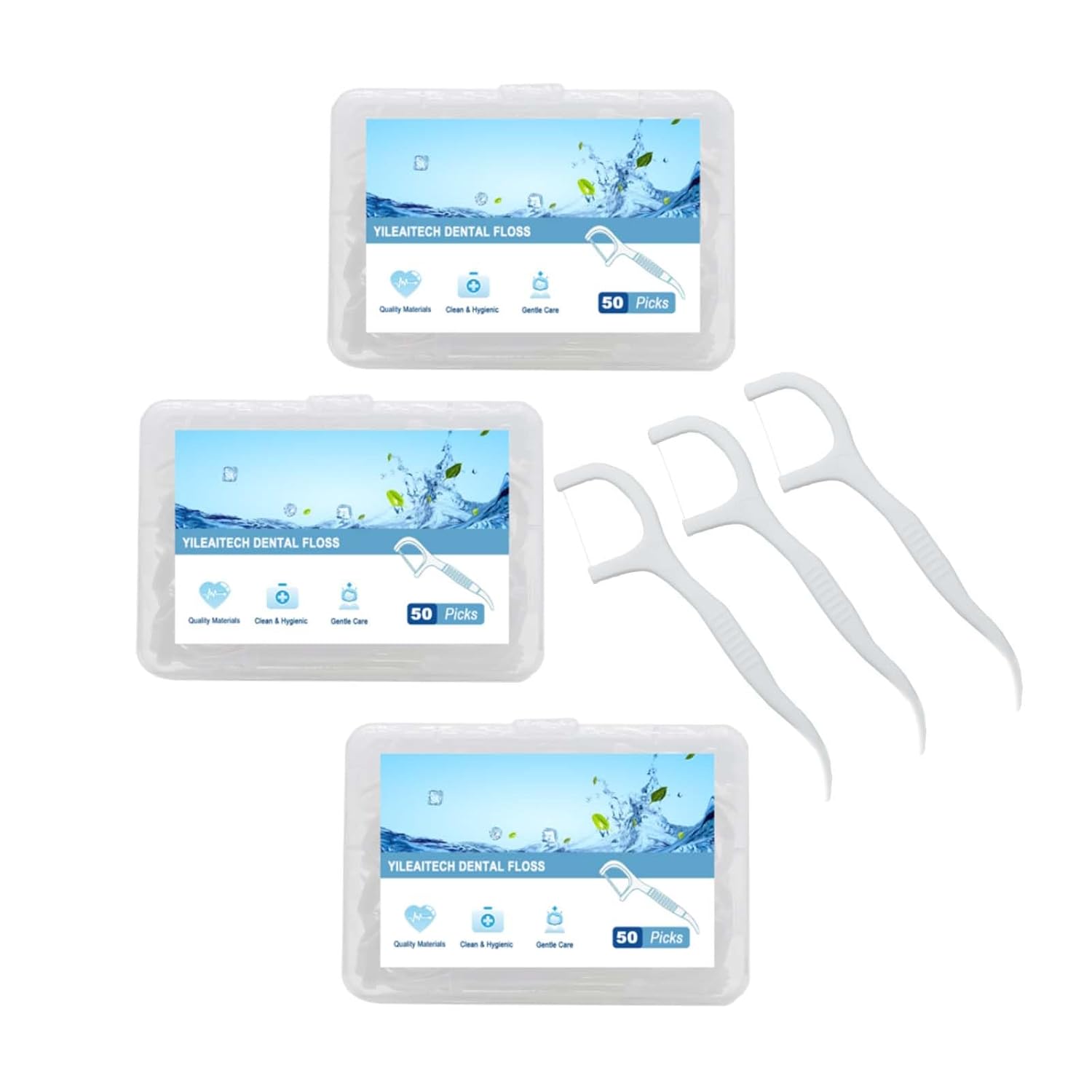 150 Count Tooth Floss Picks Unflavored Floss Picks for Teeth Cleaning Portable Travel Size Dental Floss Picks 3