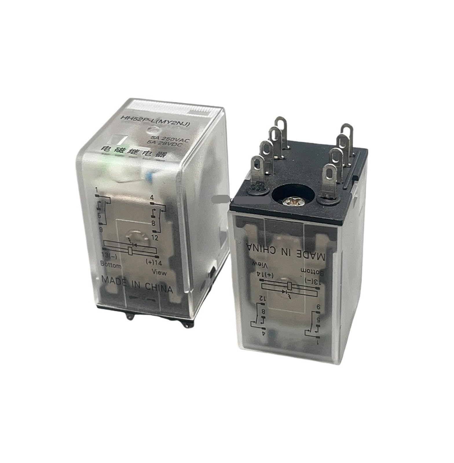 Interruptor de relé intermedio electromagnético General de bobina miniatura de 5 uds con Base de enchufe LED AC(DC,12V)
