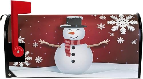 Miniatura 2 de ALAZA Funda magnética para buzón de Navidad roja con muñeco de nieve y copo de nieve, decoración del hogar, para exteriores, tamaño estándar, 18 x