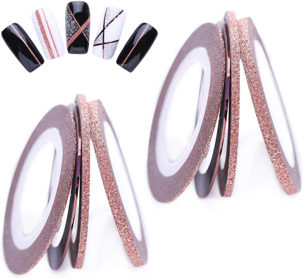 8 Rolls Rose Gold Nail Striping Tape Line Decoration Matte Texture Nail Striping Decal Foil Tips Tape Line for DIY Nail Art Decorations