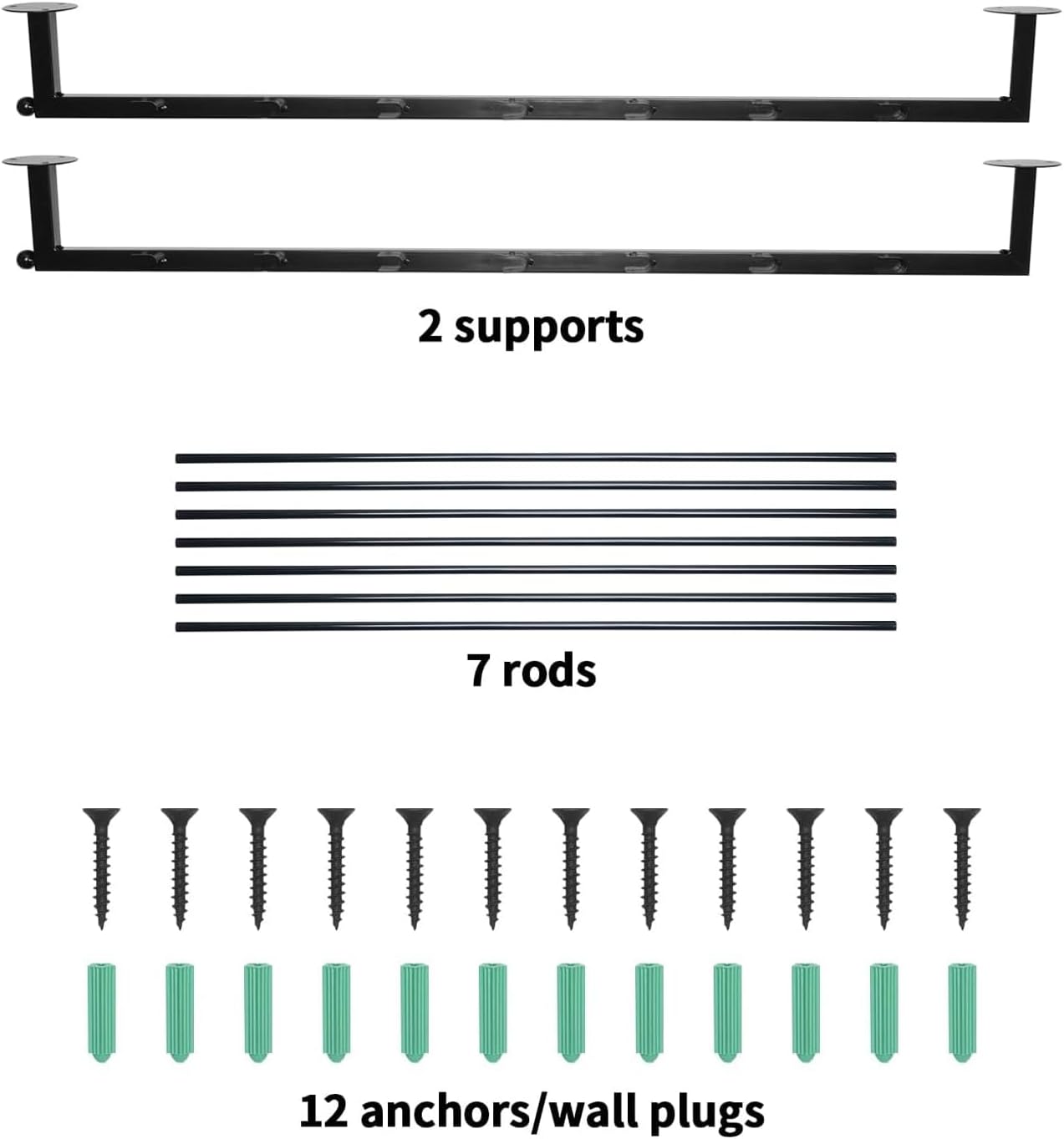 Ribbon Organizer, 7 Tier Wall Mounted Metal Holder,Holiday/Birthday Gift Wrapping Organizer Storage Ribbon Storage Rack for Craft Cake Shop Flower Store,Tie Scarf Rack (Black)