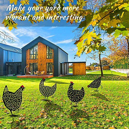 5Pcs Rooster Animal Stakes, Chicken Family Garden Silhouette Yard Art, Hollow Out Animal Shape Decor For Outdoor-For Lawns Backyard 5Pcs #TOP2