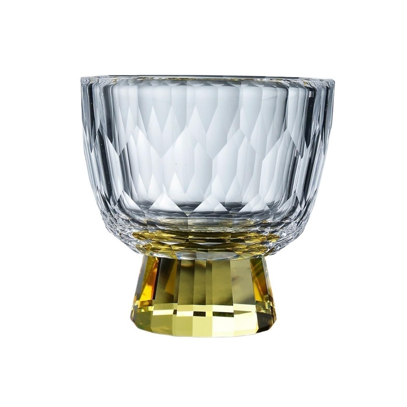 Elegant Small Clear Glass Tea Cups with Colorful Footed, Diamond Embossed Tasting Cup Shot Glasses, 1.7oz/50ml Glassware(Yellow)