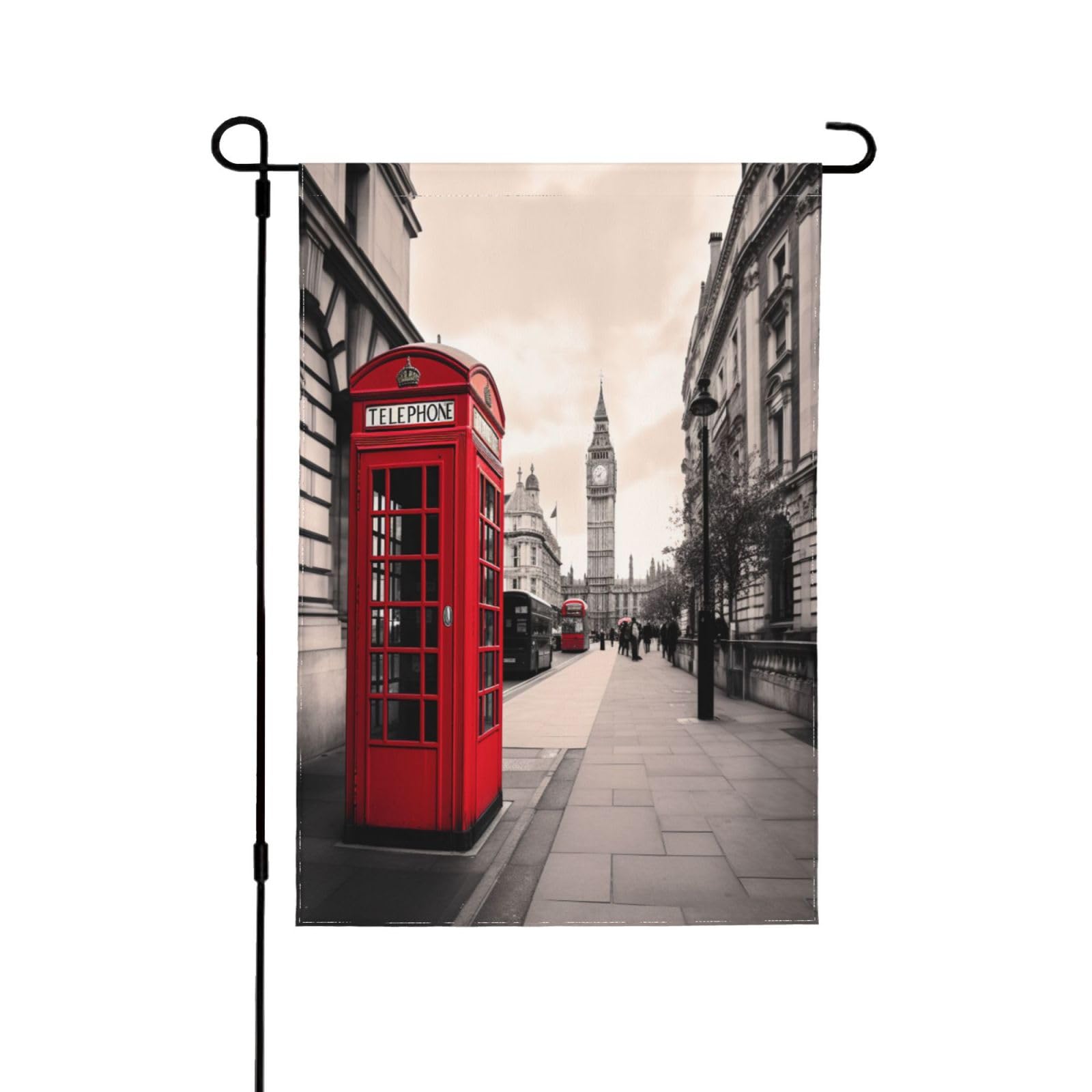 Drapeau de jardin style londonien grand format pour habiller votre porche et pelouse cet été