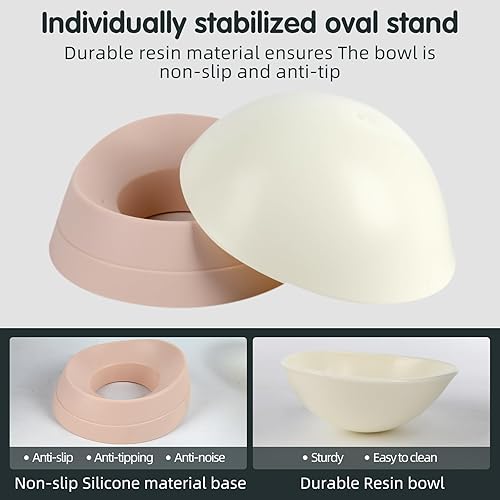 Miniatura 5 de JWPC Bulldog Bowl - Plato antideslizante de goma desmontable para perros y gatos, base inclinada estéril para mascotas (blanco, 3.5 tazas (perro