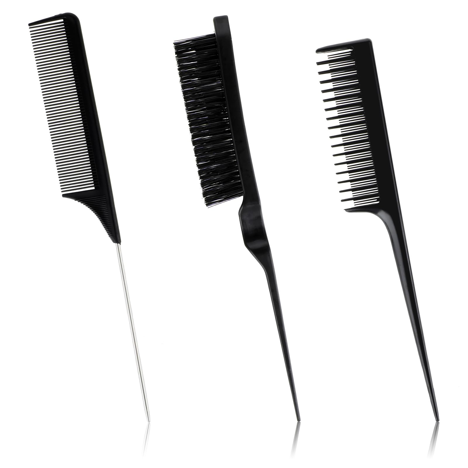 TIESOME Styling Hair Comb Set for Women, 3 Pcs Teasing Comb Include Rat Tail Comb Fluffy Hair Brush Triple Teasing Comb Back Combing Comb for Curly Wet Thick Hair