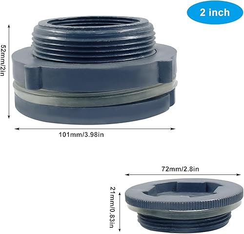 Miniatura 5 de 2 "PVC Bulkhead Fitting,1pc plástico tabique accesorios para barriles de lluvia, tanques de agua, acuarios