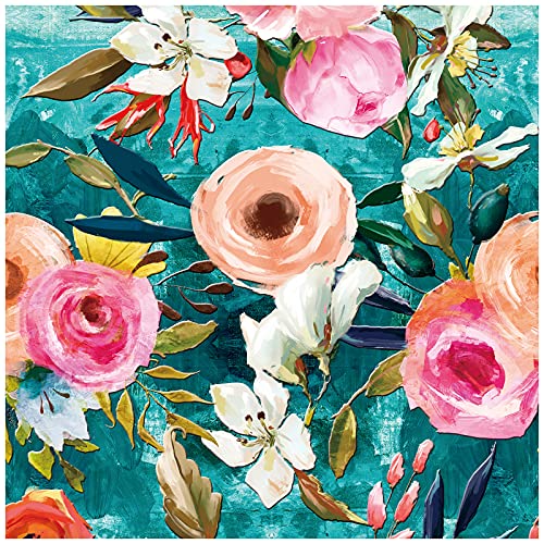 HAOKHOME Floral Peel and Stick Wallpaper Teal Green/Pink Removable Textured for...