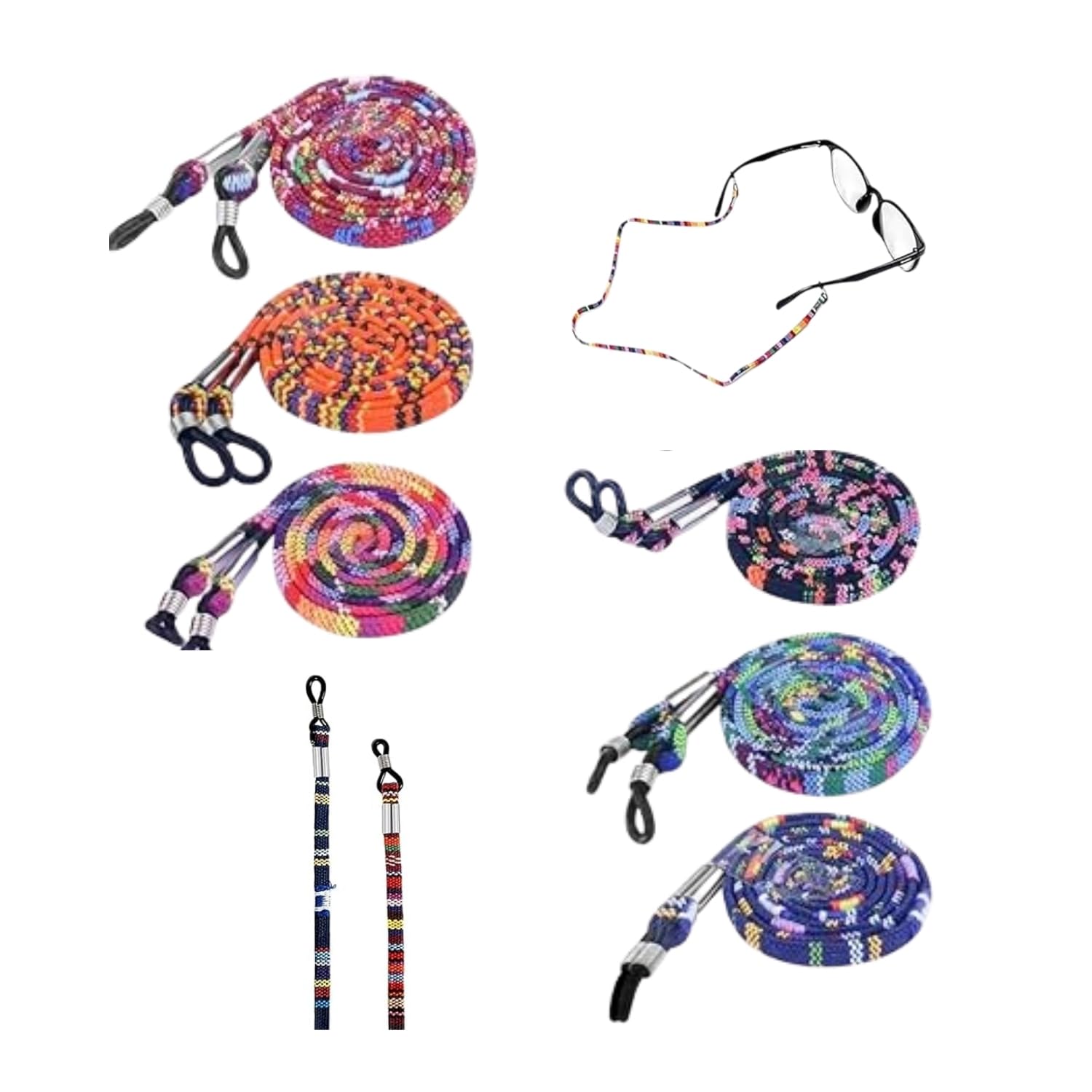 6-Color Glasses Chain for Women & Kids – Stylish Eye Glass Holder, Specs Holder Strap, Anti-Slip Spectacle Lanyard, Spectacle Accessories, Crochet Spectacles Chain, Neckband for Men & Women