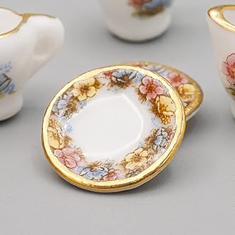 Odoria 1/12 Miniature Porcelain Tea Set 8Pcs Dollhouse Decoration Accessories
